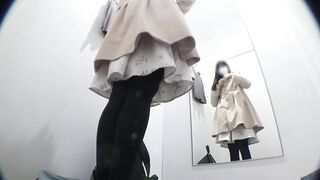 【TバックOLの試着室】 黒パンスト姿としずく型おっぱいがたまらない ! voyeur jp 2