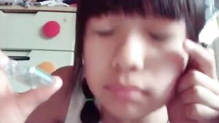 激かわj〇配信風　ノーブラぽっちでかわいいメイク jvip